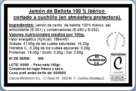 Loncheado Jamón de bellota 100% ibérico 80 g