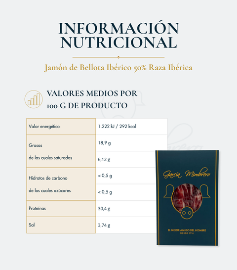 Loncheado Jamón de bellota ibérico 50% raza ibérica 80 g